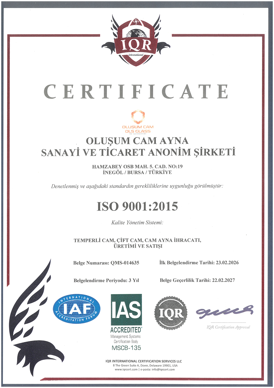 ISO 9001 Belgesi